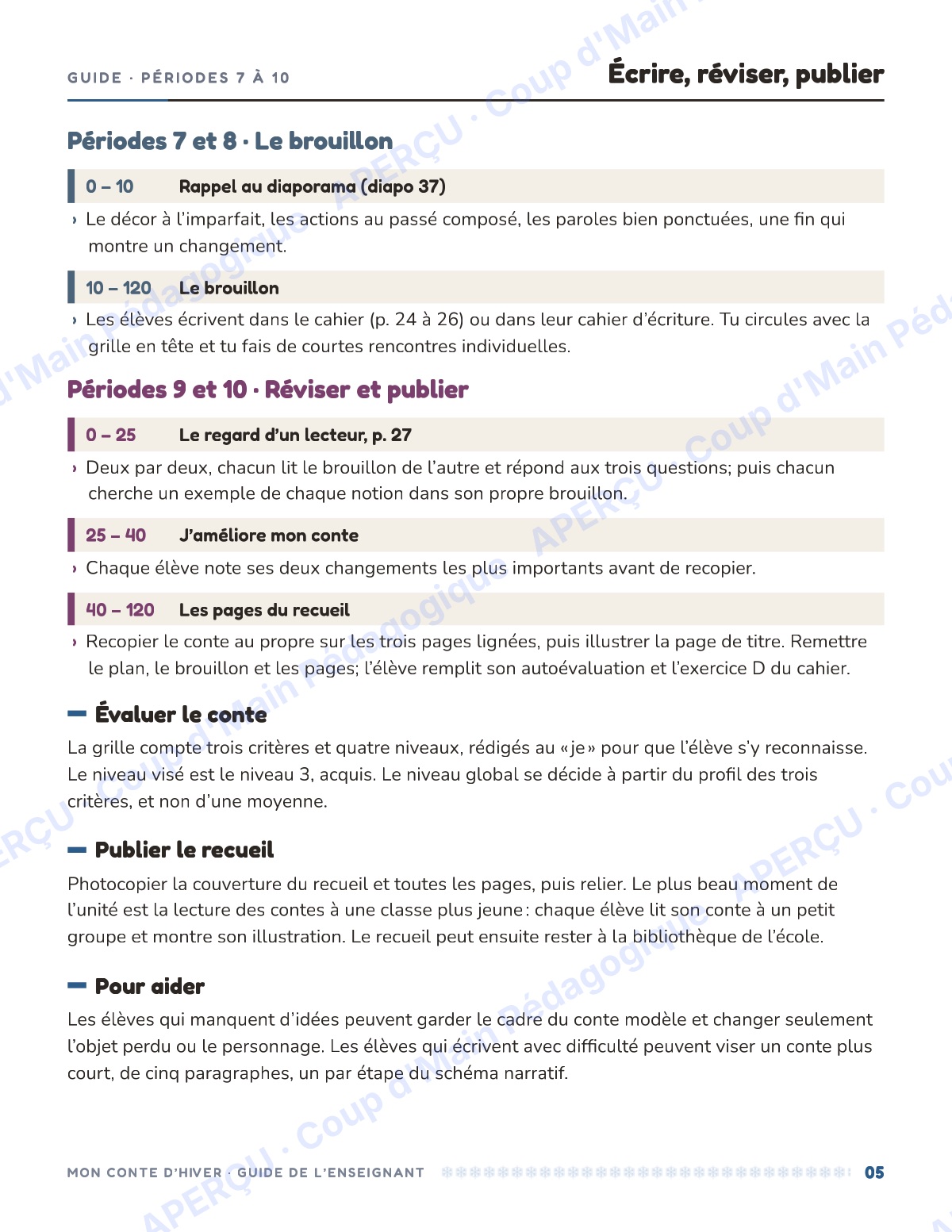Page 5 — Mon conte d'hiver — 5e année, unité d'écriture