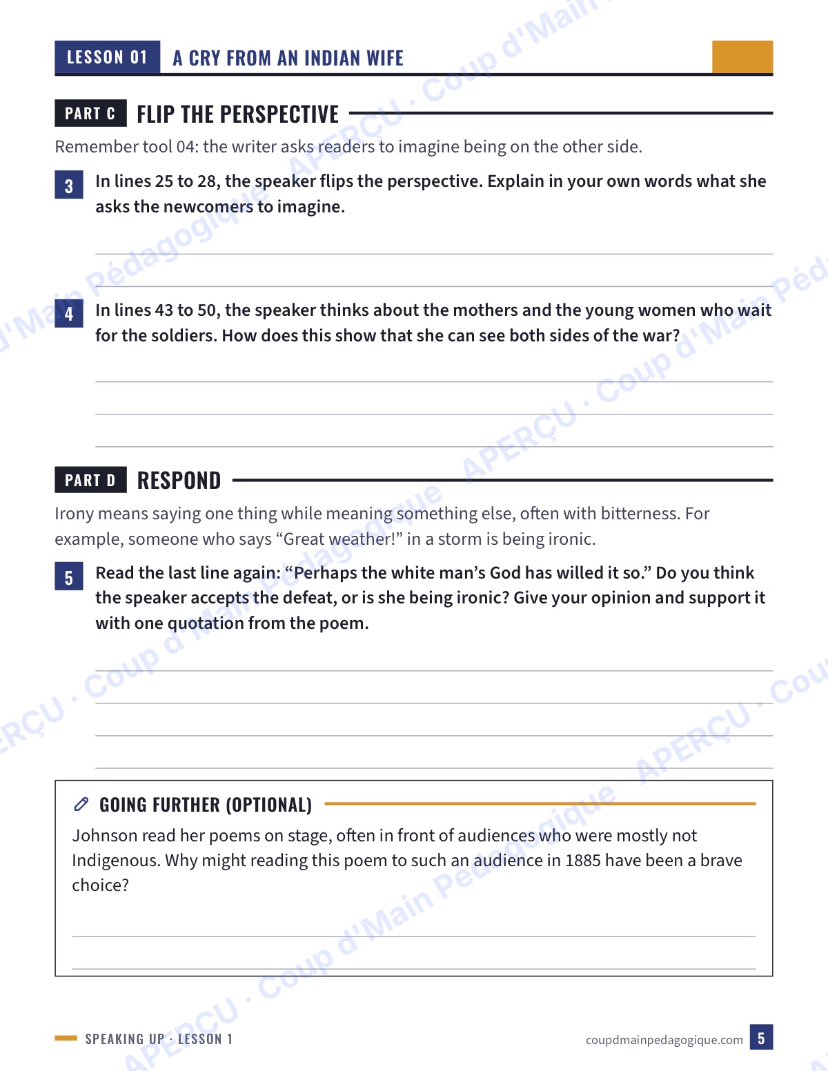 Page 5 — Speaking Up (EFP) — 10e-12e, suppléance, C.-B.