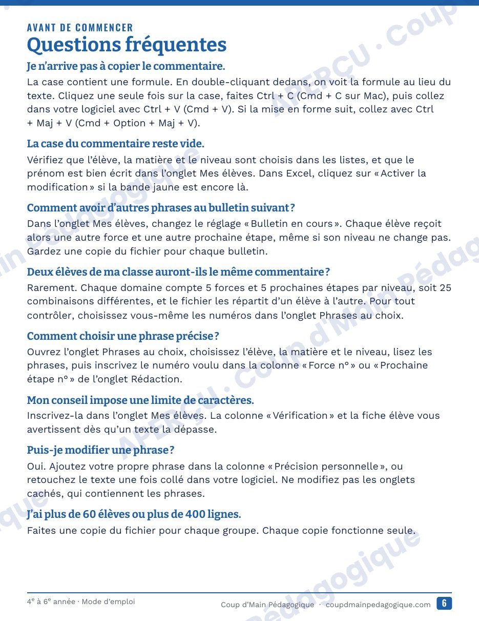 Page 7 — Générateur de commentaires du bulletin — 4e-6e année, Ontario