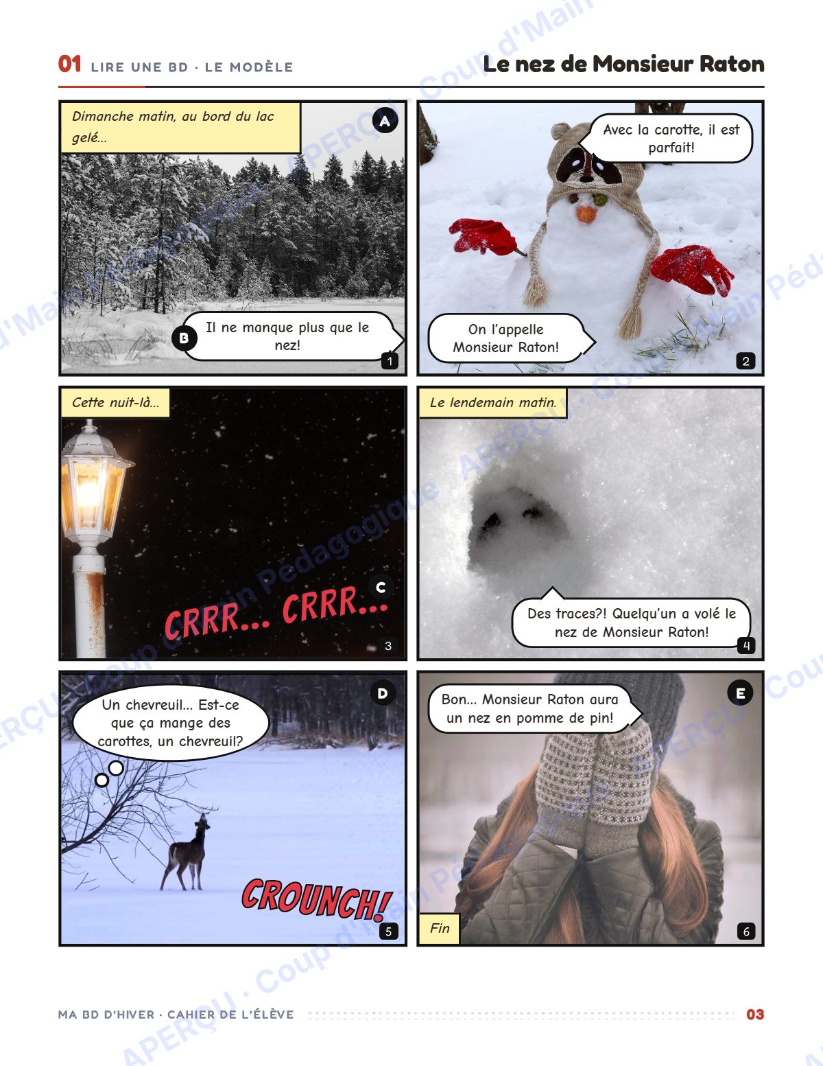 Page 3 — Ma BD d'hiver — 6e année, unité d'écriture