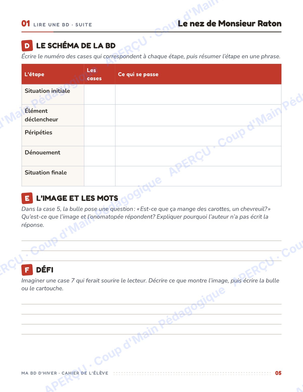 Page 5 — Ma BD d'hiver — 6e année, unité d'écriture