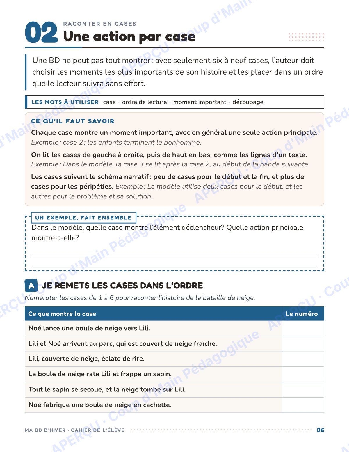 Page 6 — Ma BD d'hiver — 6e année, unité d'écriture