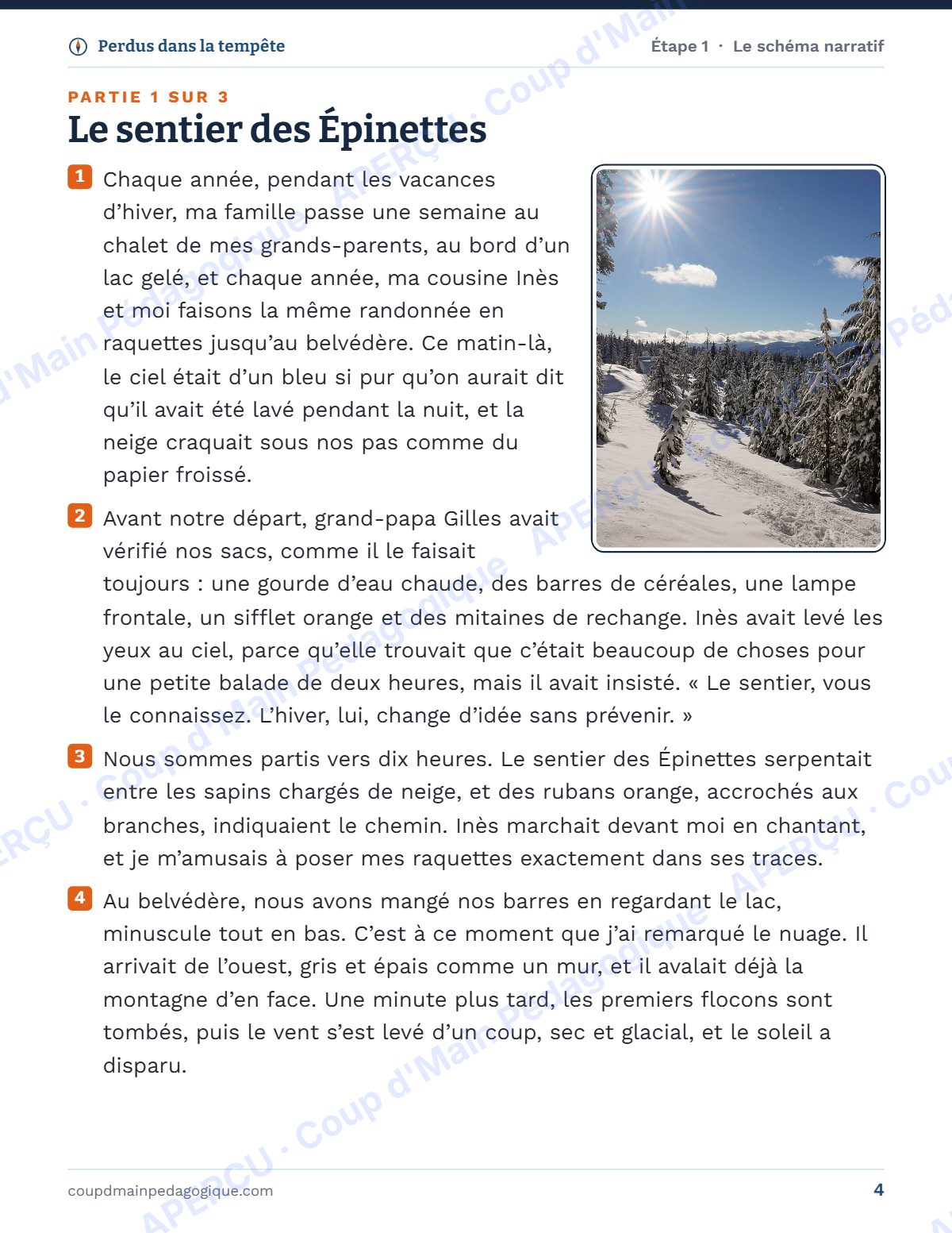 Page 4 — Perdus dans la tempête — 7e-8e année, unité d'écriture