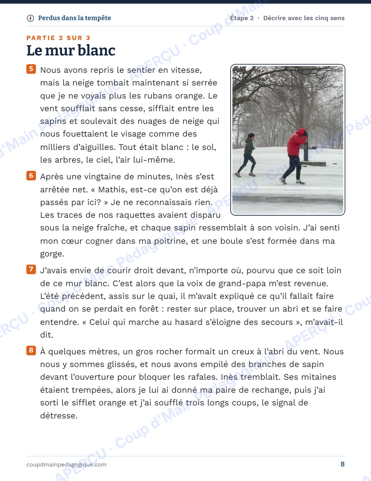 Page 8 — Perdus dans la tempête — 7e-8e année, unité d'écriture