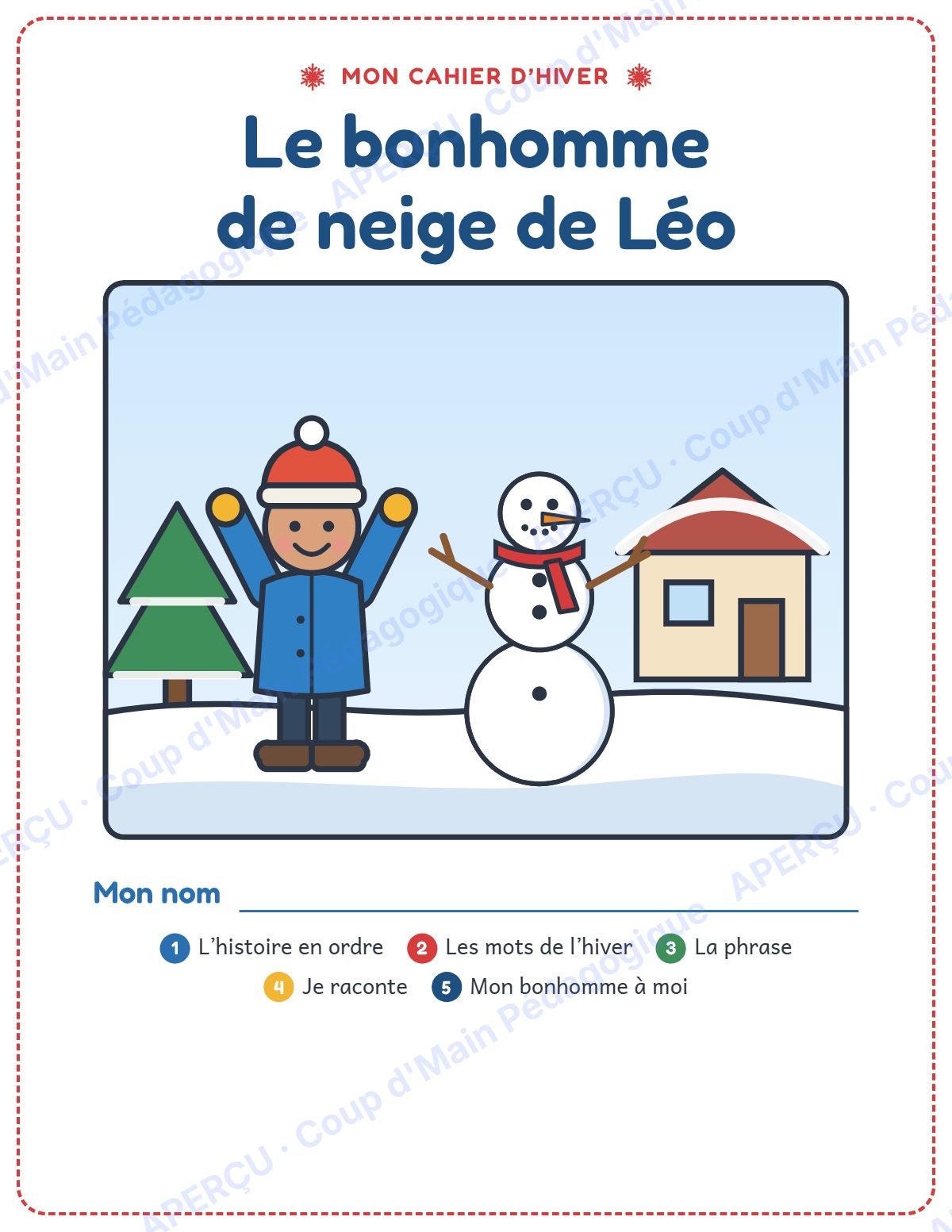 Page 1 — Le bonhomme de neige de Léo — 1re-2e année, mini-unité