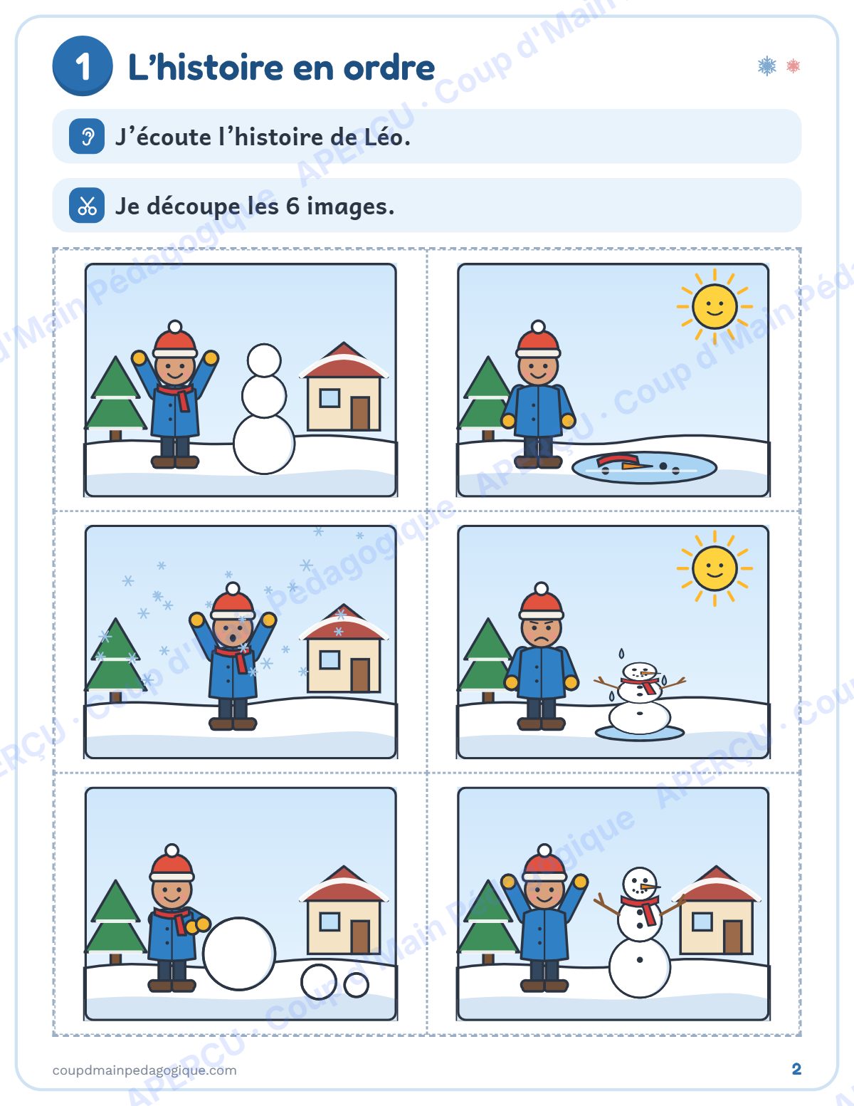Page 2 — Le bonhomme de neige de Léo — 1re-2e année, mini-unité