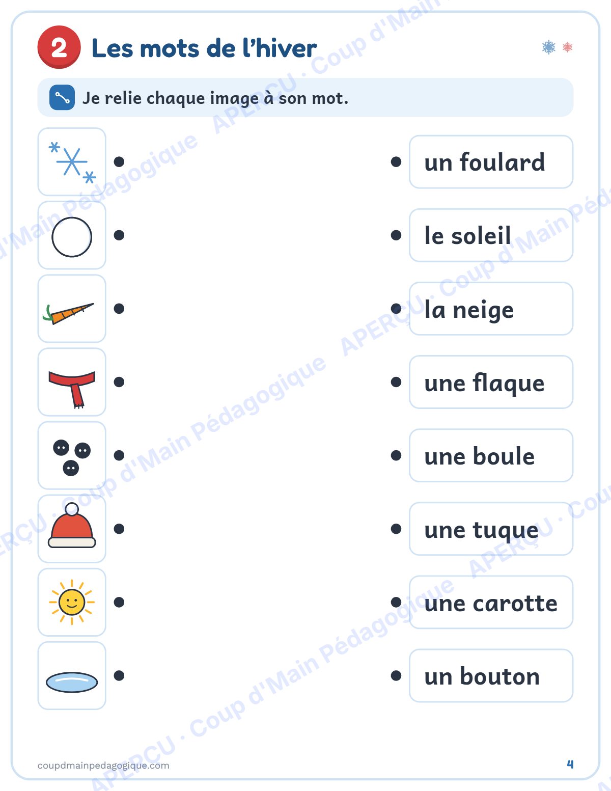 Page 4 — Le bonhomme de neige de Léo — 1re-2e année, mini-unité