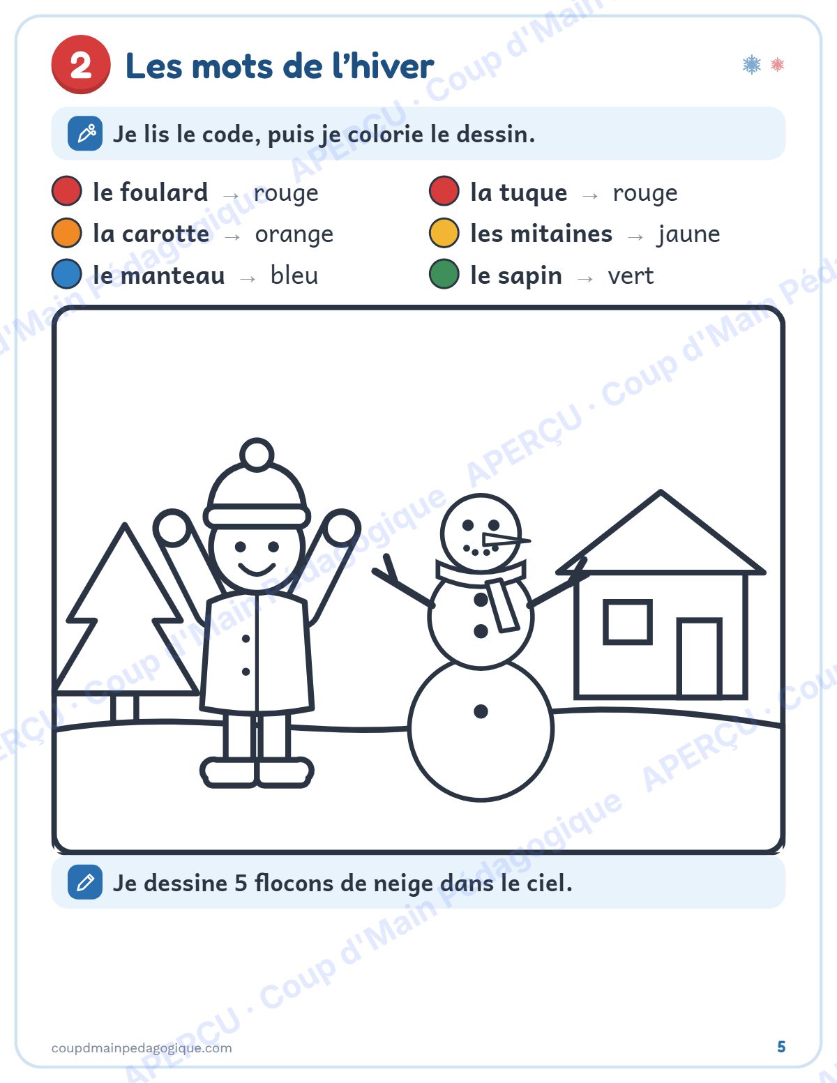 Page 5 — Le bonhomme de neige de Léo — 1re-2e année, mini-unité