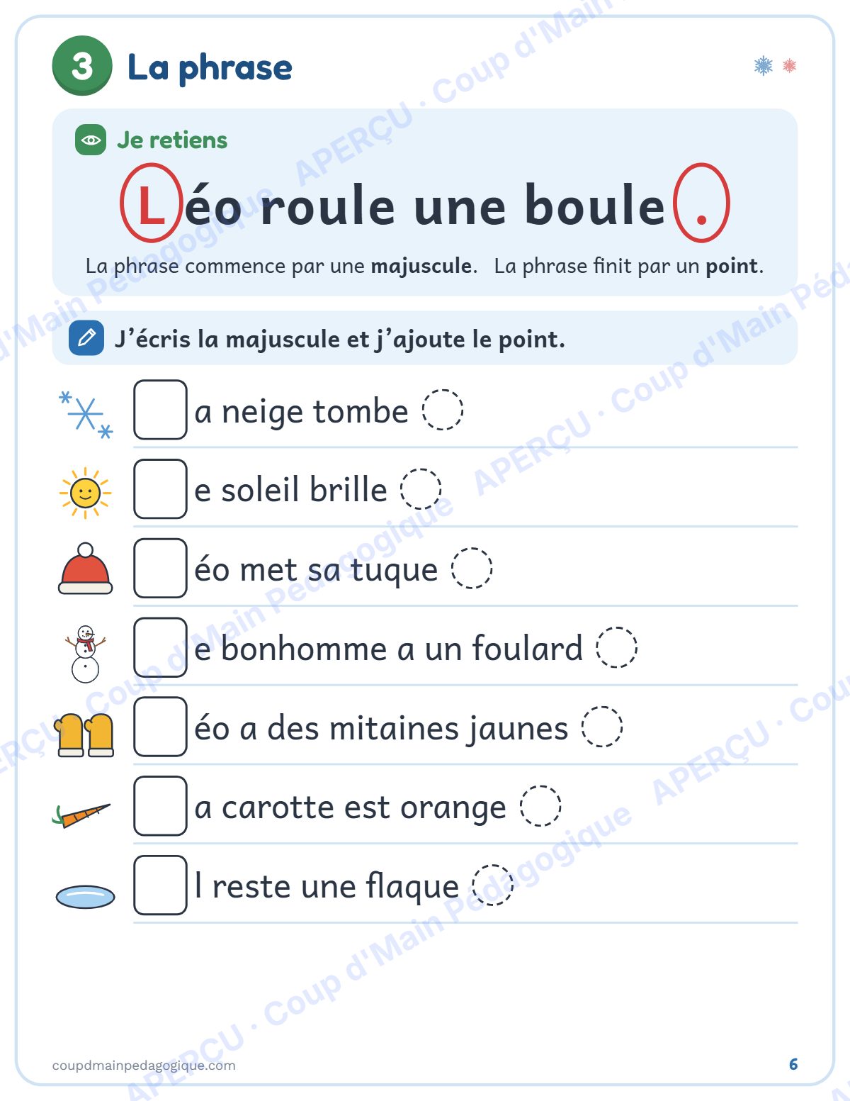 Page 6 — Le bonhomme de neige de Léo — 1re-2e année, mini-unité