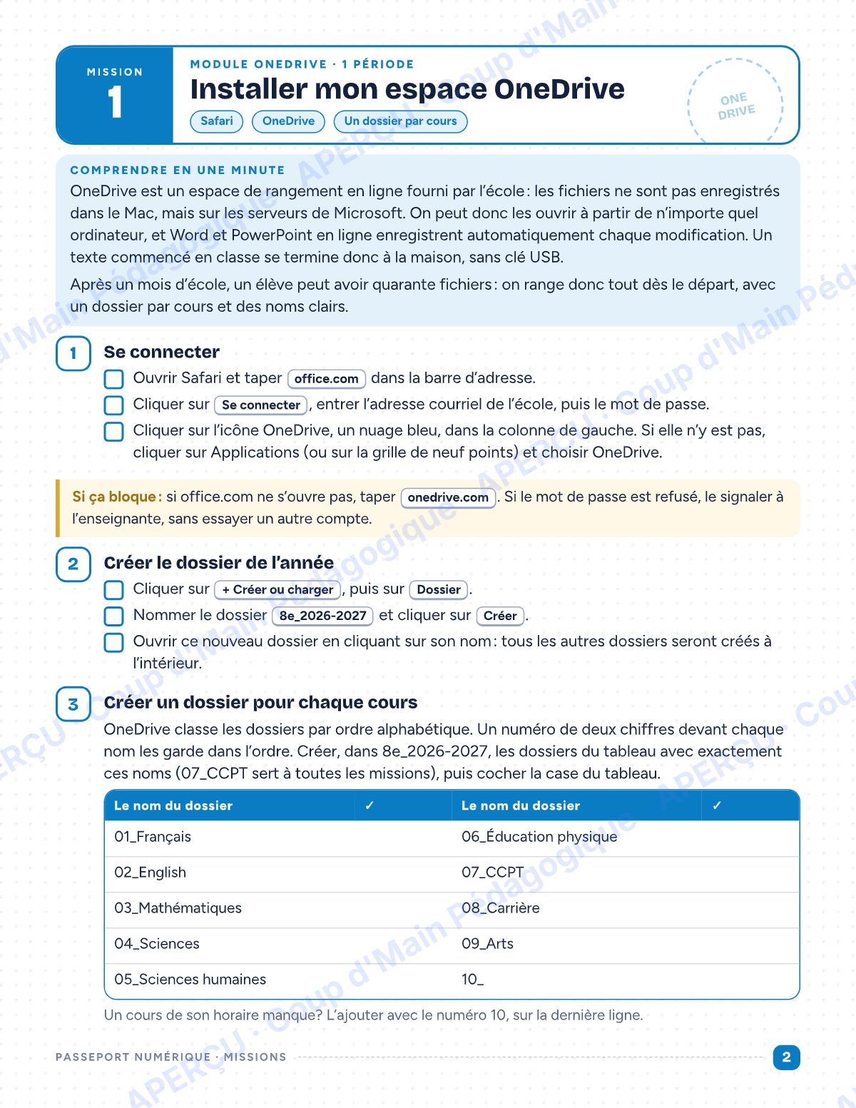 Page 2 — Passeport numérique — 8e année, mini-unité informatique