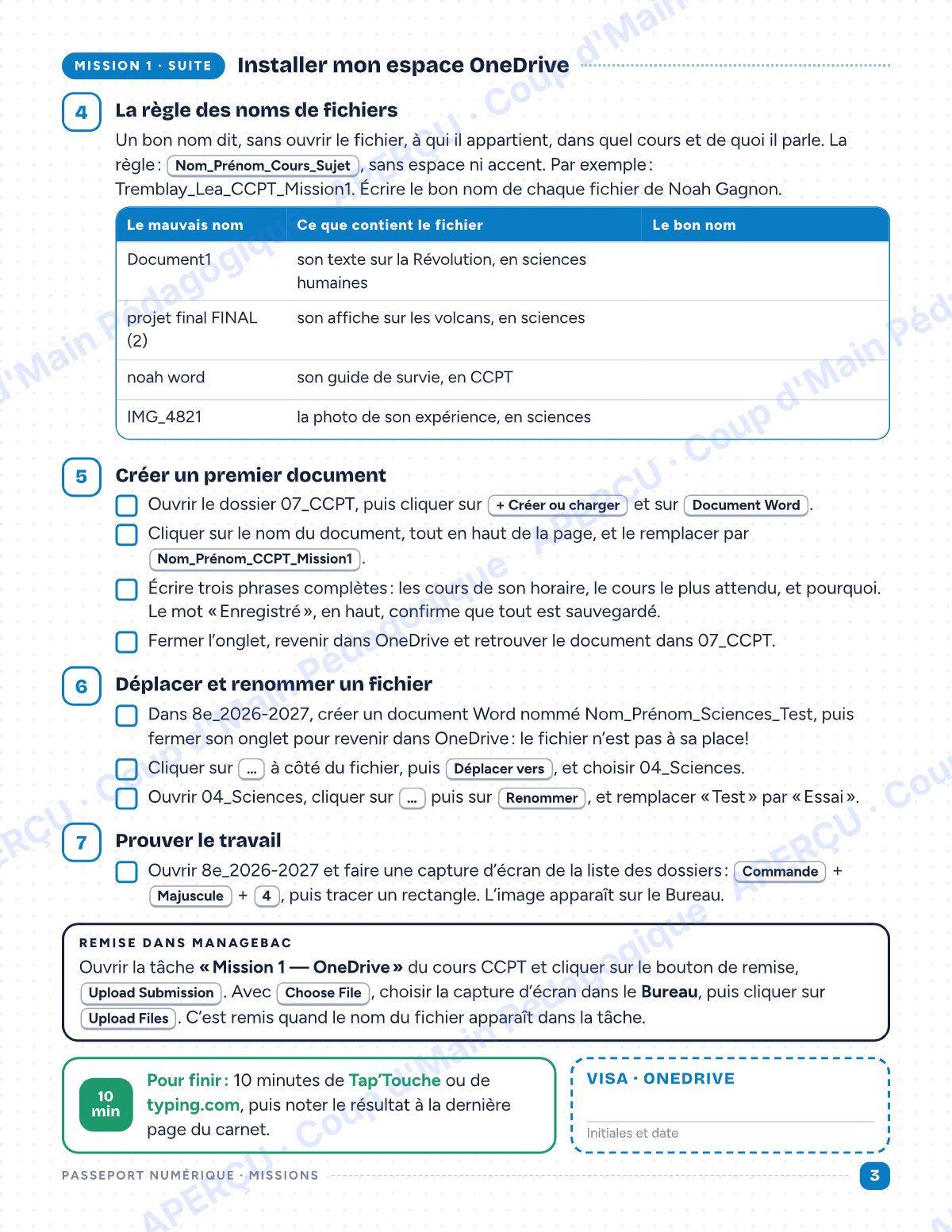 Page 3 — Passeport numérique — 8e année, mini-unité informatique