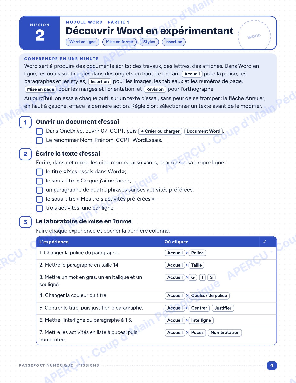 Page 4 — Passeport numérique — 8e année, mini-unité informatique