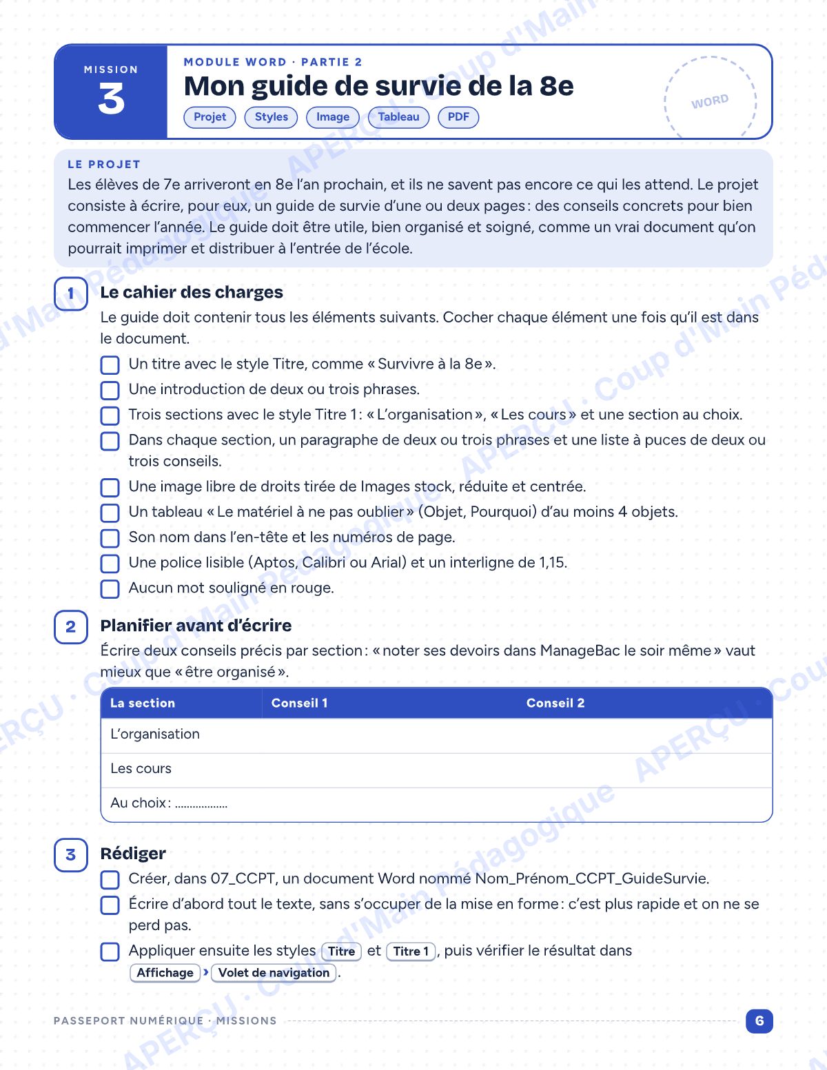 Page 6 — Passeport numérique — 8e année, mini-unité informatique