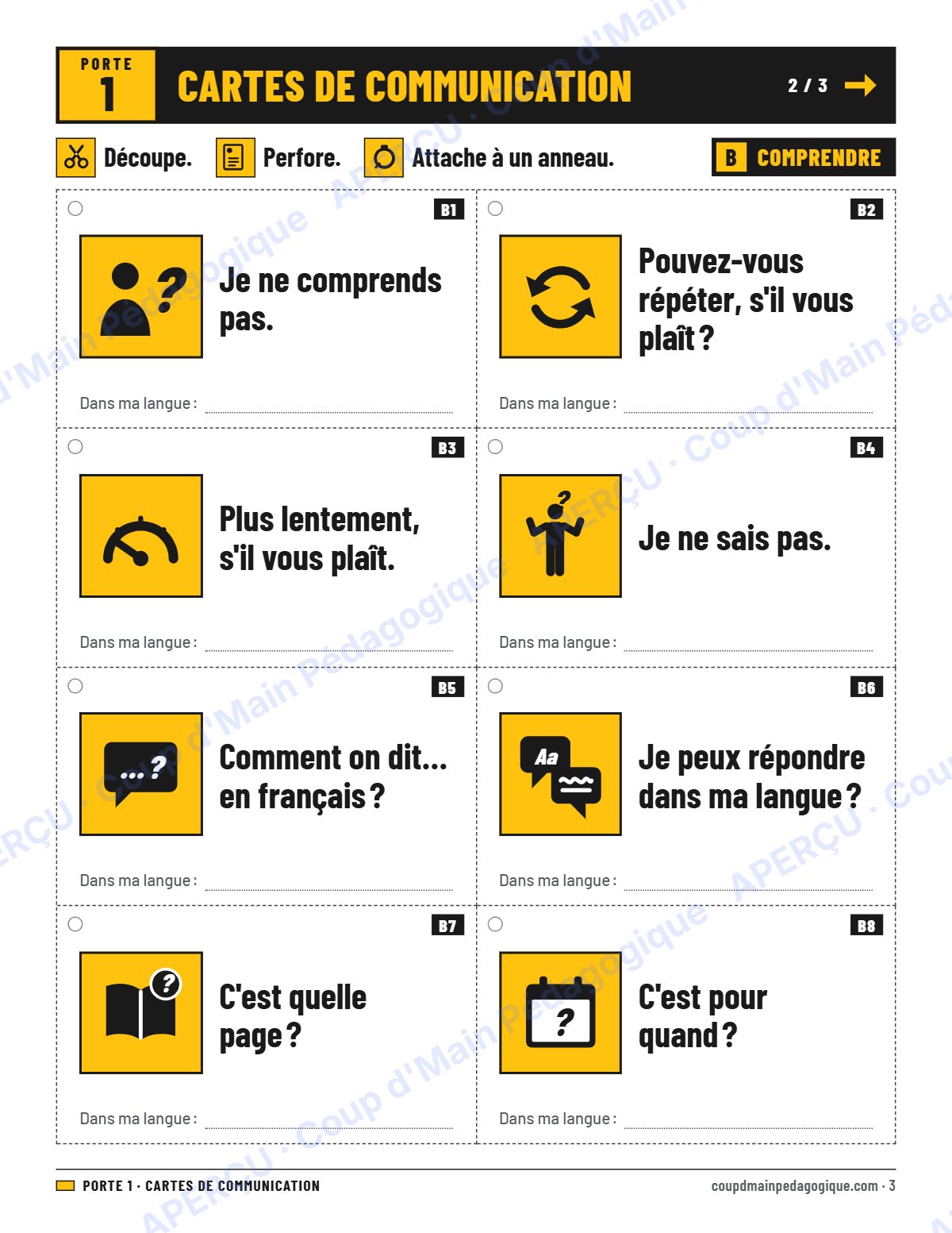 Page 3 — Trousse d'accueil — 7e-9e année, francisation