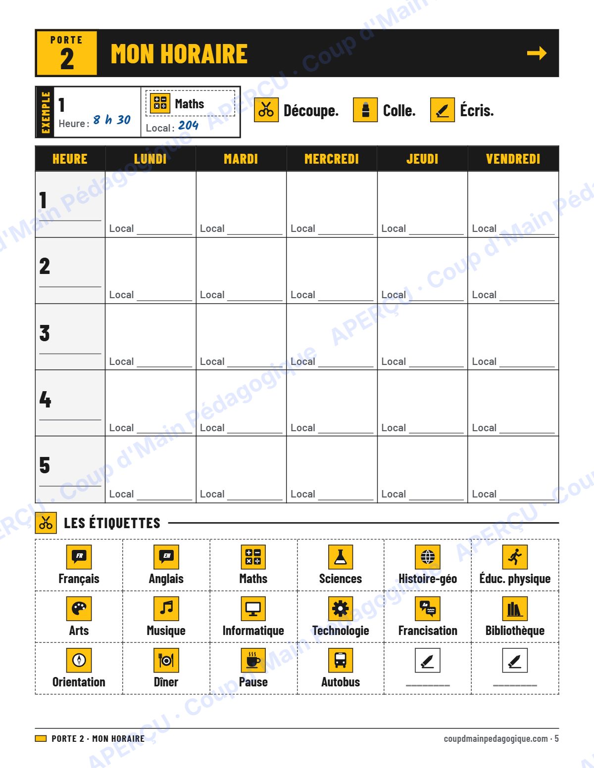 Page 5 — Trousse d'accueil — 7e-9e année, francisation