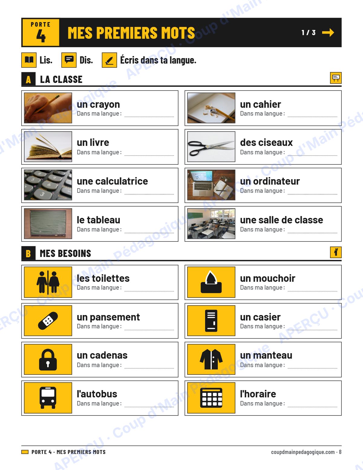 Page 8 — Trousse d'accueil — 7e-9e année, francisation