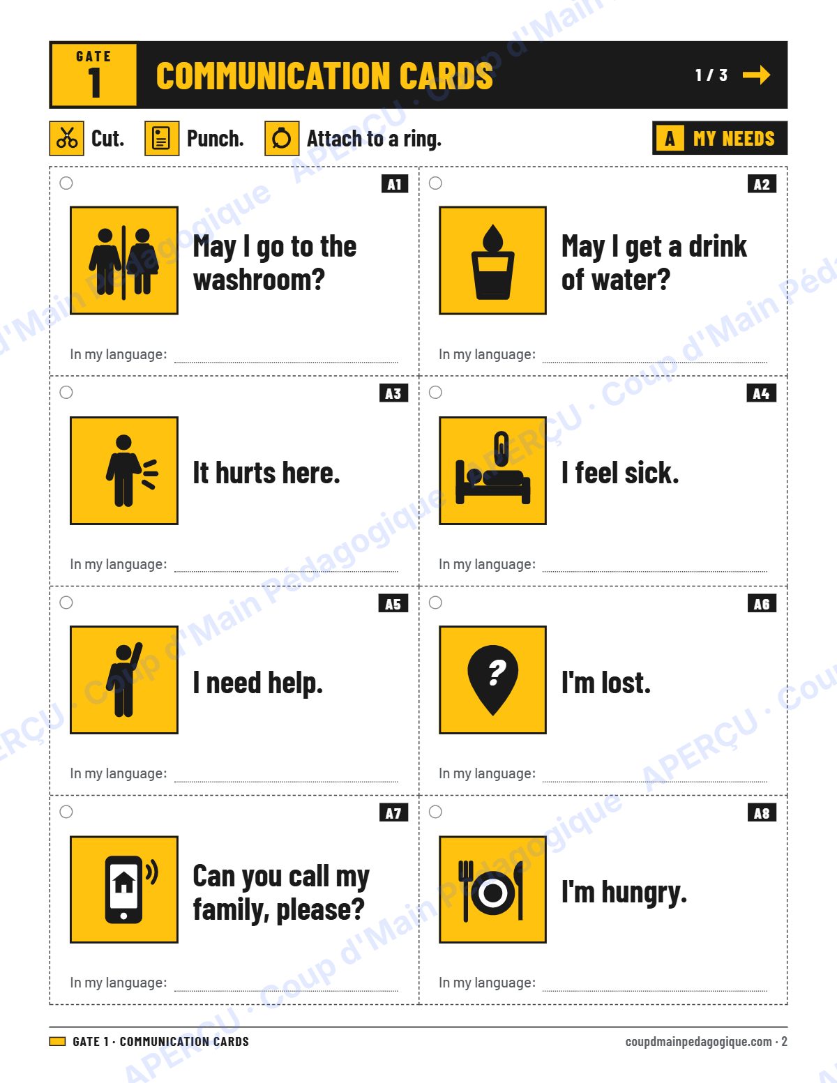 Page 2 — Welcome Kit (The First Days) — 7e-9e année, anglais