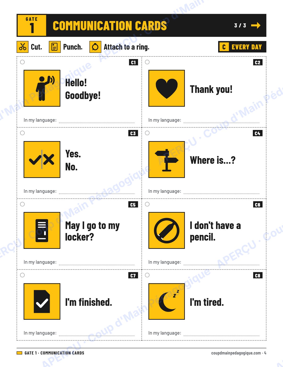 Page 4 — Welcome Kit (The First Days) — 7e-9e année, anglais