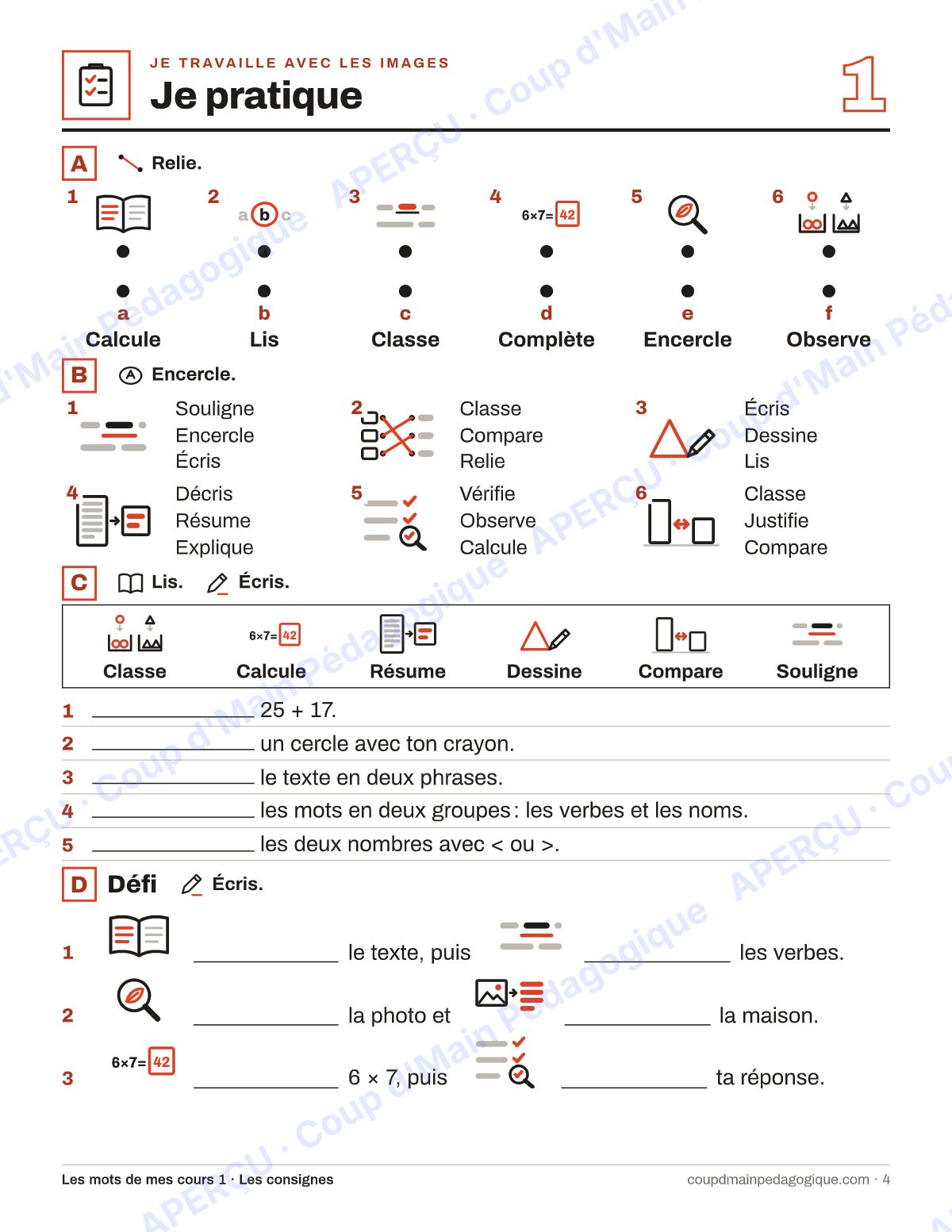 Page 4 — Lexique des consignes — 7e-9e année, francisation