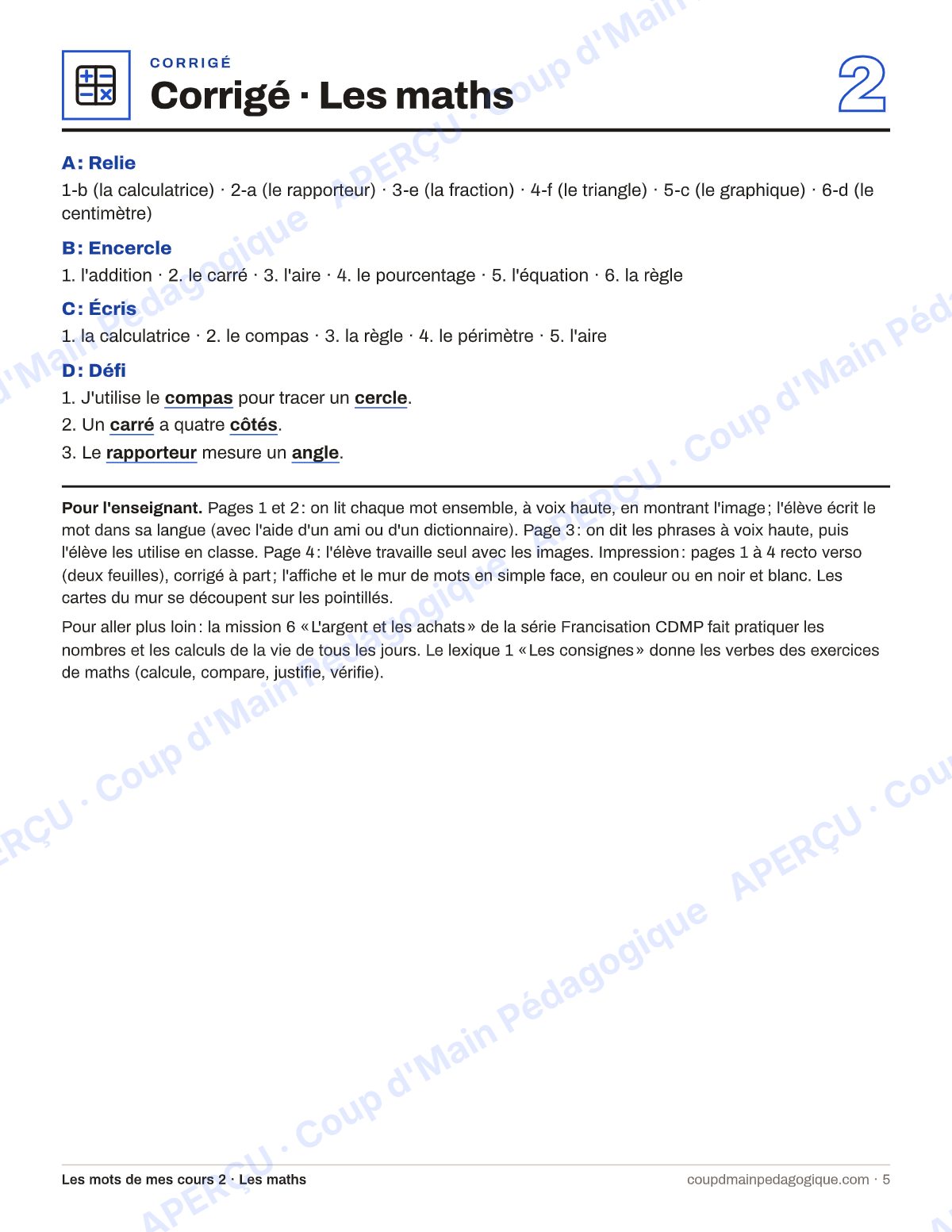 Page 5 — Lexique des maths — 7e-9e année, francisation