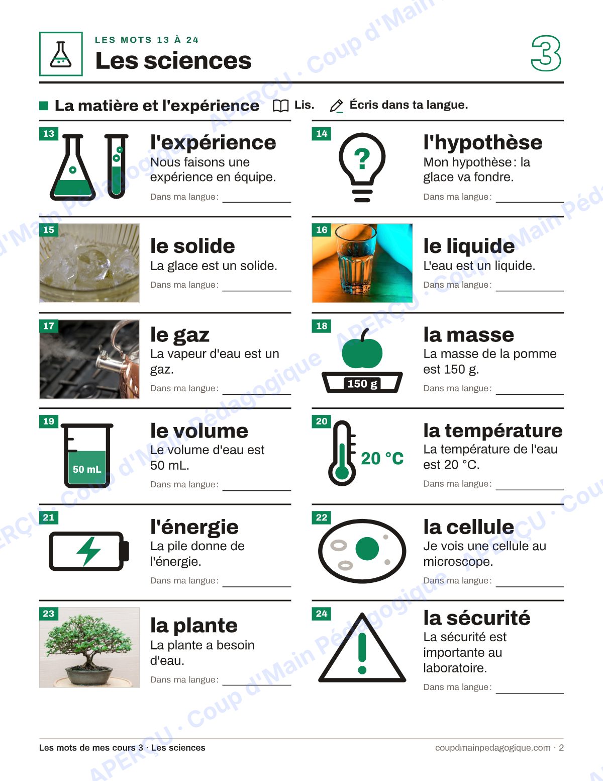 Page 2 — Lexique des sciences — 7e-9e année, francisation