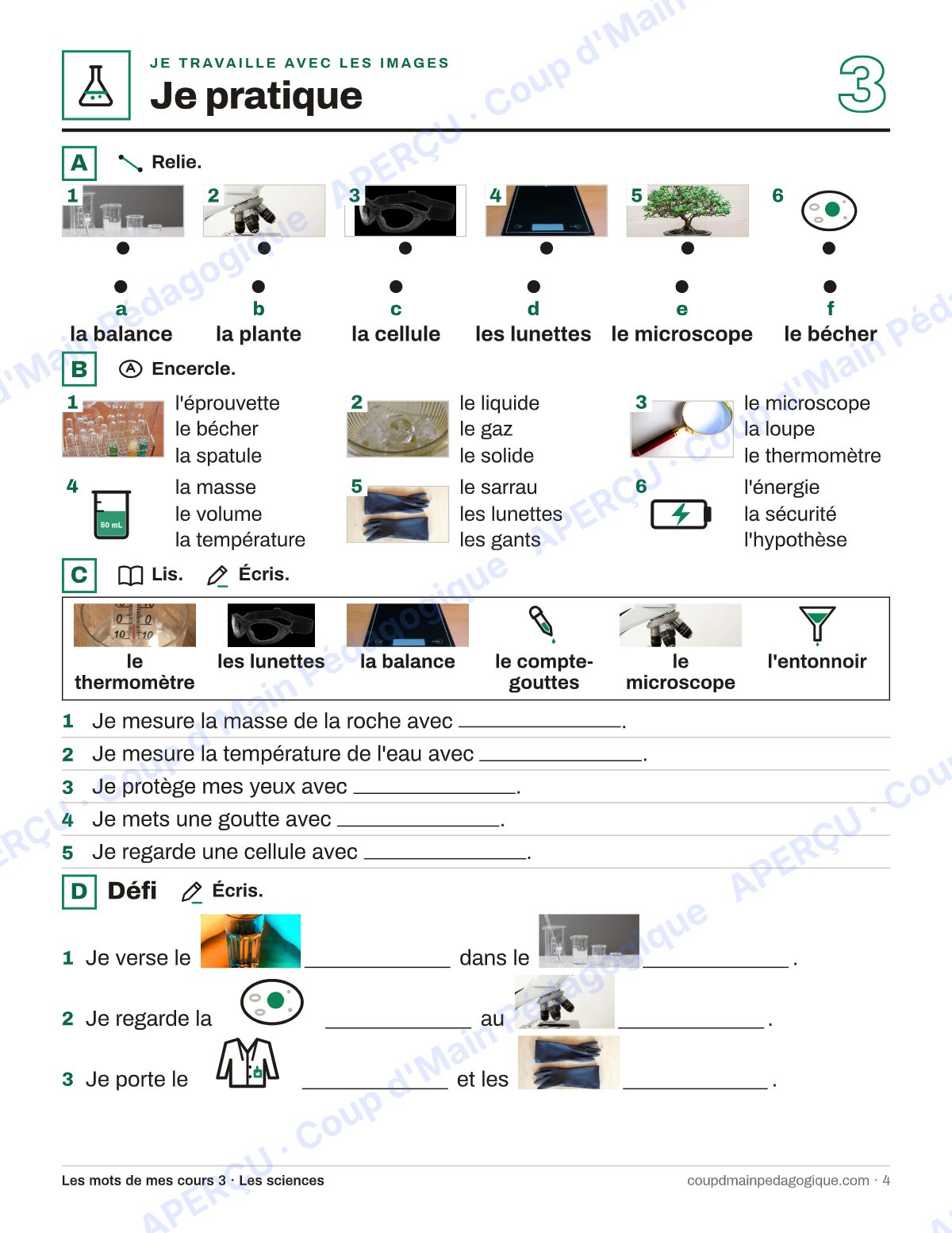 Page 4 — Lexique des sciences — 7e-9e année, francisation