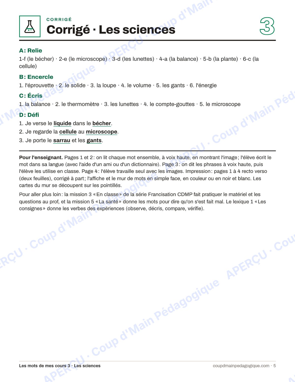 Page 5 — Lexique des sciences — 7e-9e année, francisation