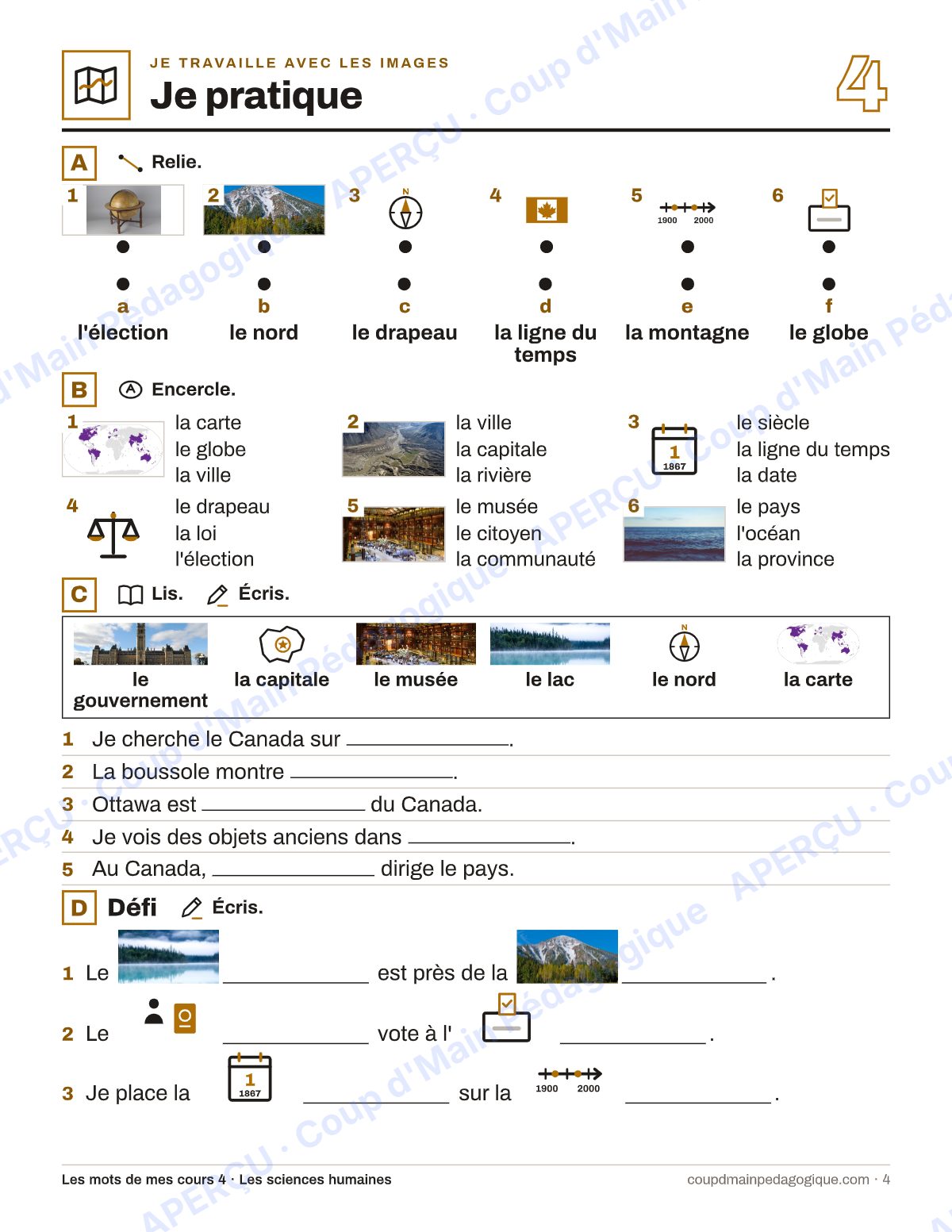 Page 4 — Lexique de sciences humaines — 7e-9e année, francisation