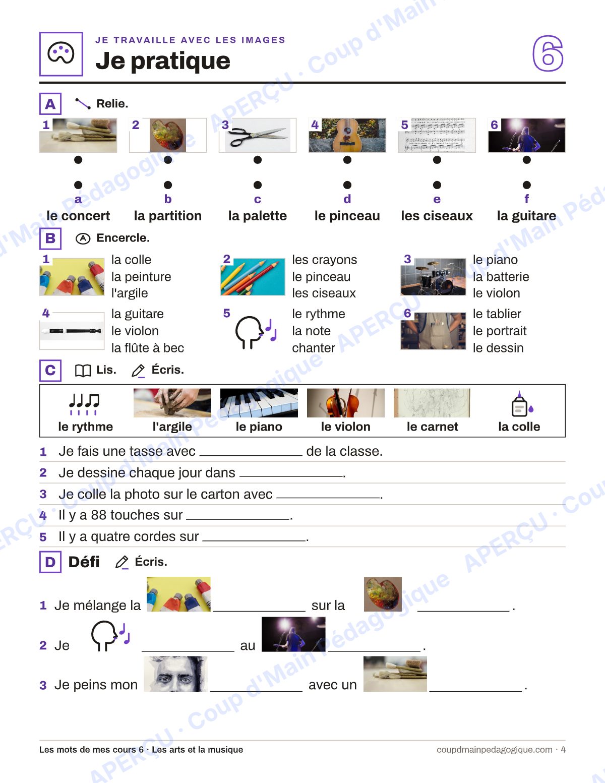 Page 4 — Lexique d'arts et musique — 7e-9e année, francisation