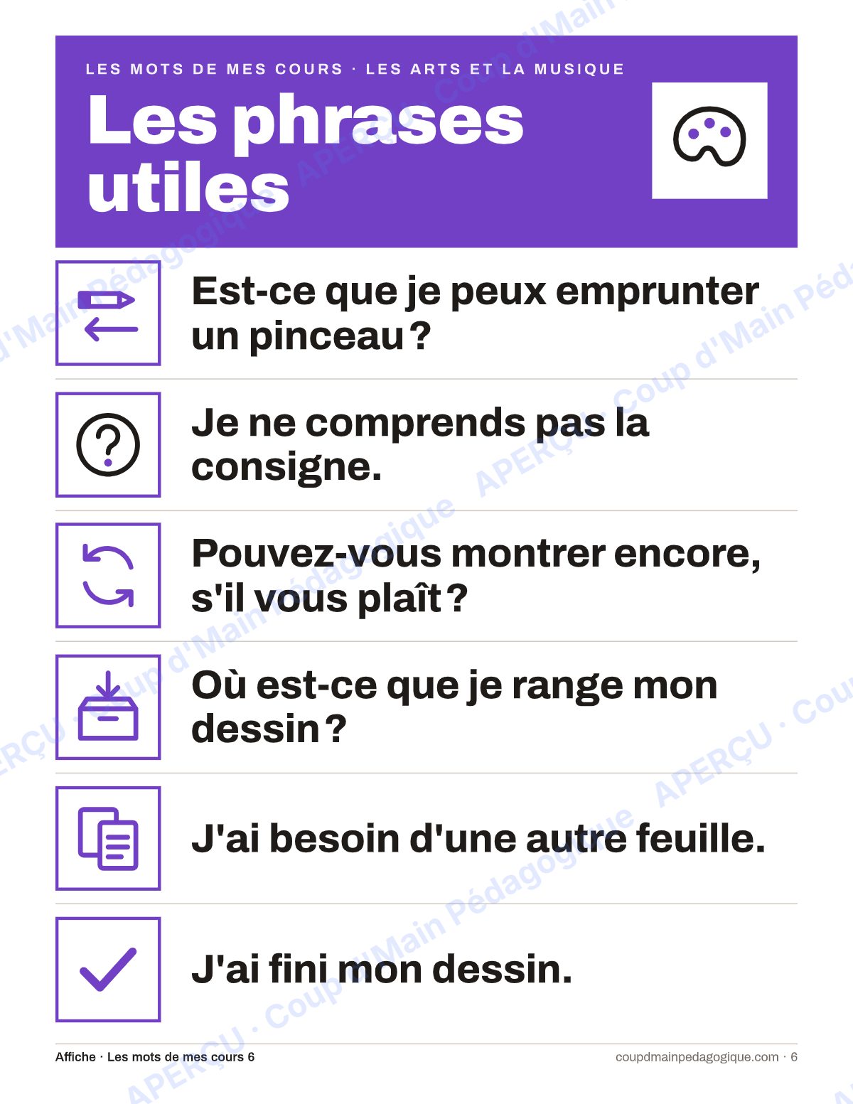 Page 6 — Lexique d'arts et musique — 7e-9e année, francisation