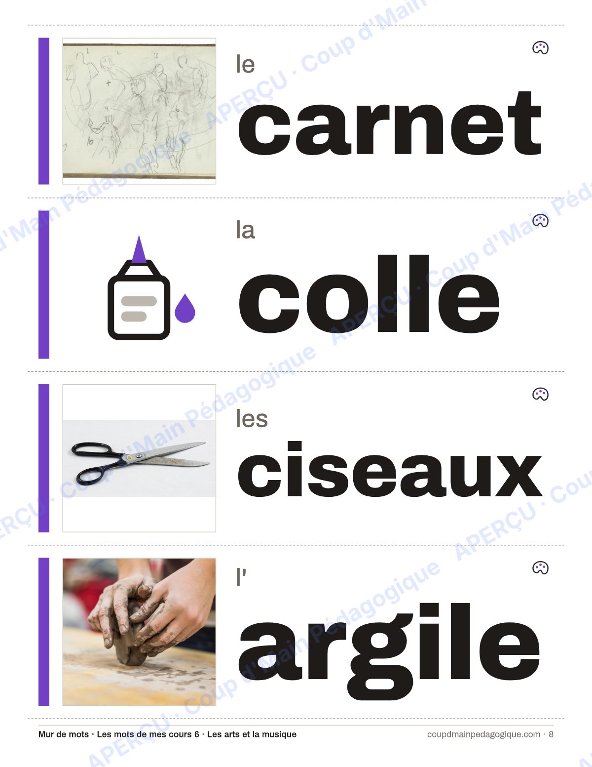 Page 8 — Lexique d'arts et musique — 7e-9e année, francisation