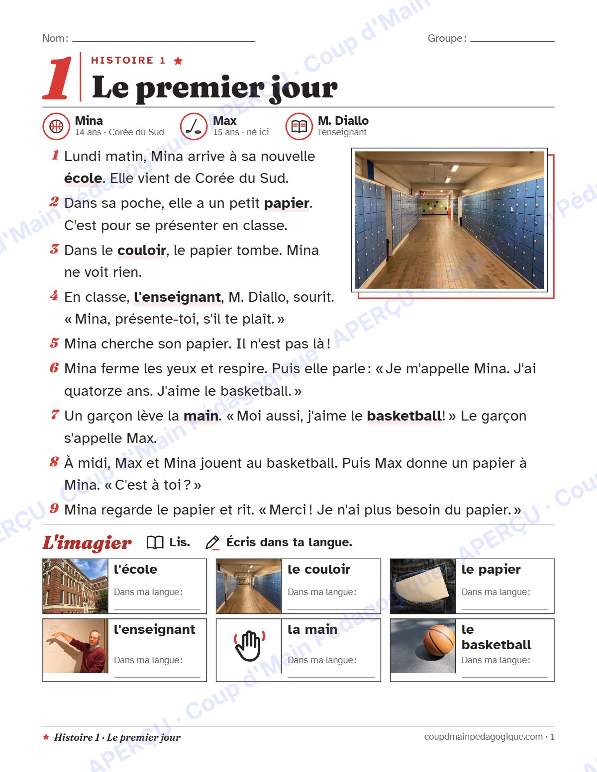 Page 1 — Histoire 1 : le premier jour — francisation