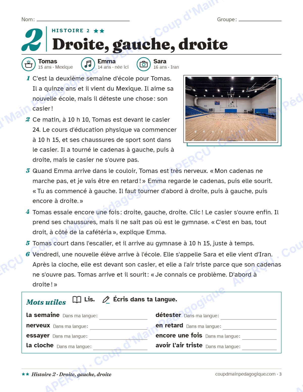 Page 3 — Histoire 2 : droite, gauche, droite — francisation