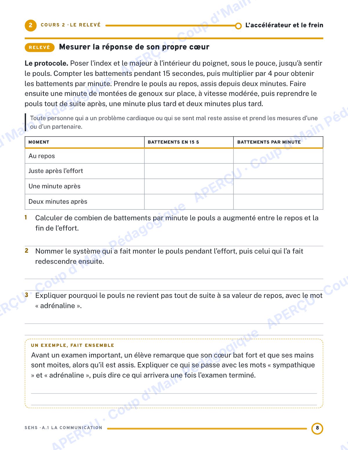 Page 8 — Communication du corps — 11e année, IB SEHS, unité