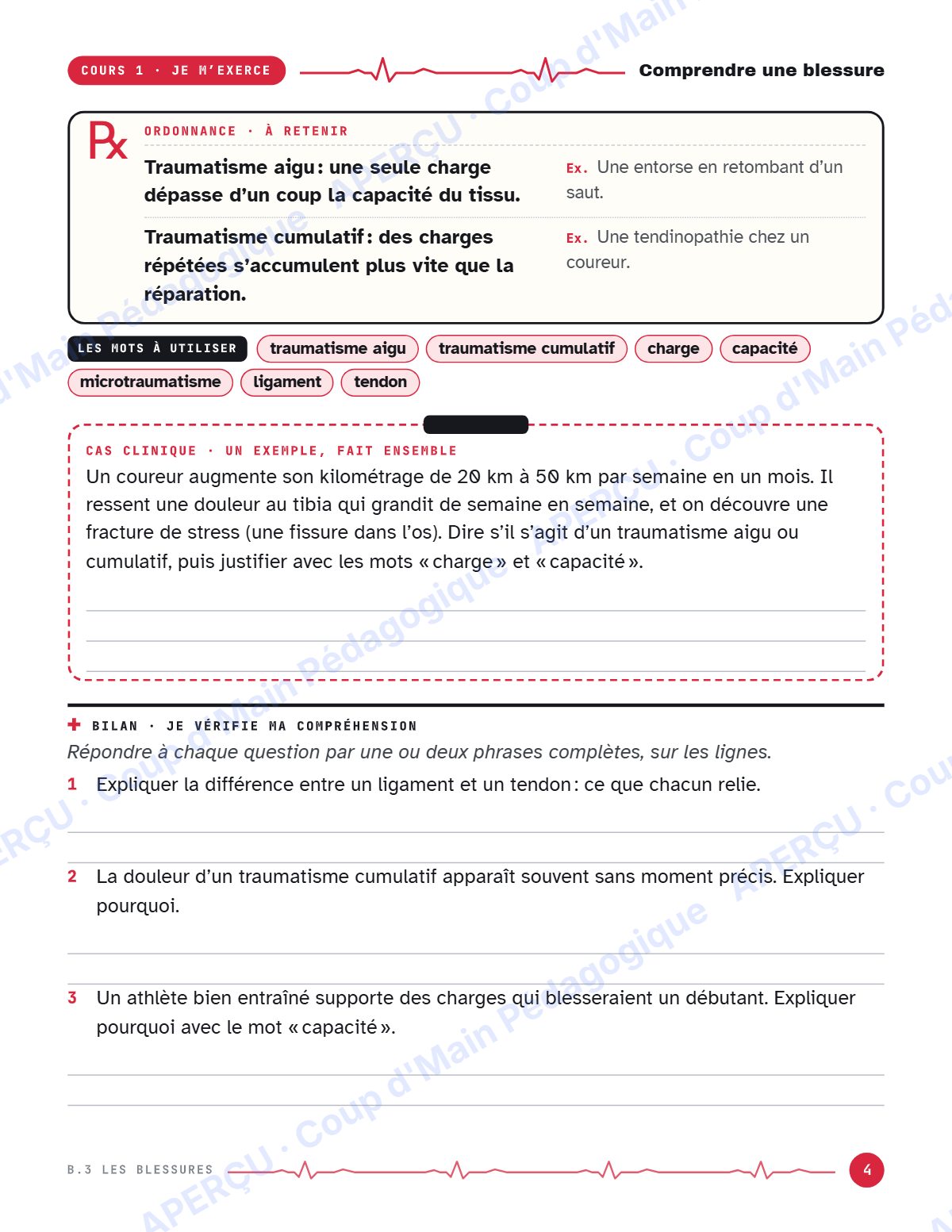 Page 4 — Blessures sportives — 11e année, IB SEHS, unité