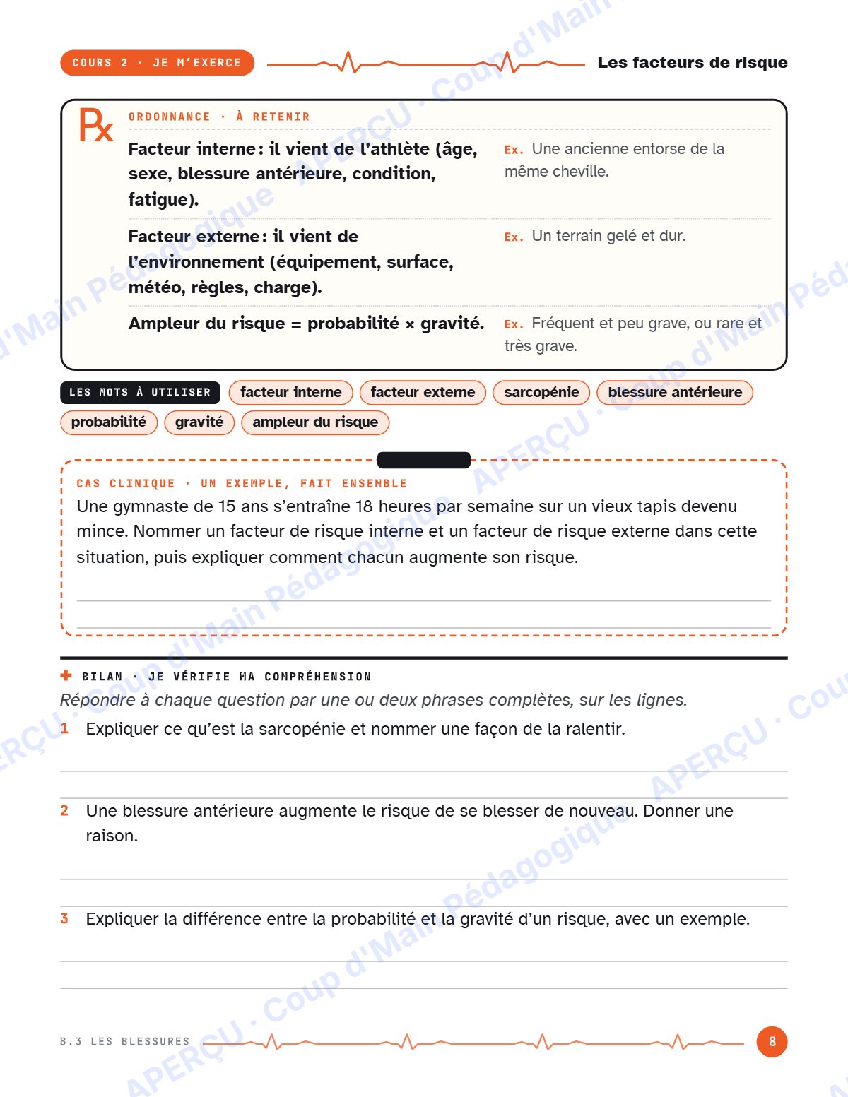 Page 8 — Blessures sportives — 11e année, IB SEHS, unité
