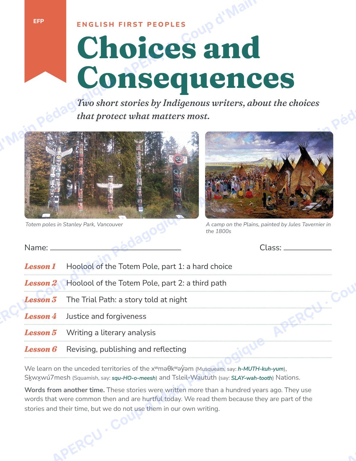 Page 1 — Choices and Consequences (EFP) — 10e année, suppléance
