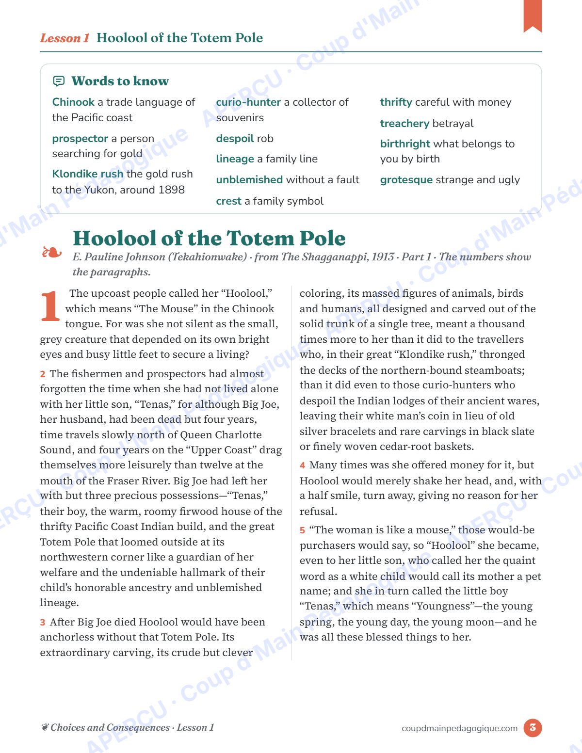 Page 3 — Choices and Consequences (EFP) — 10e année, suppléance