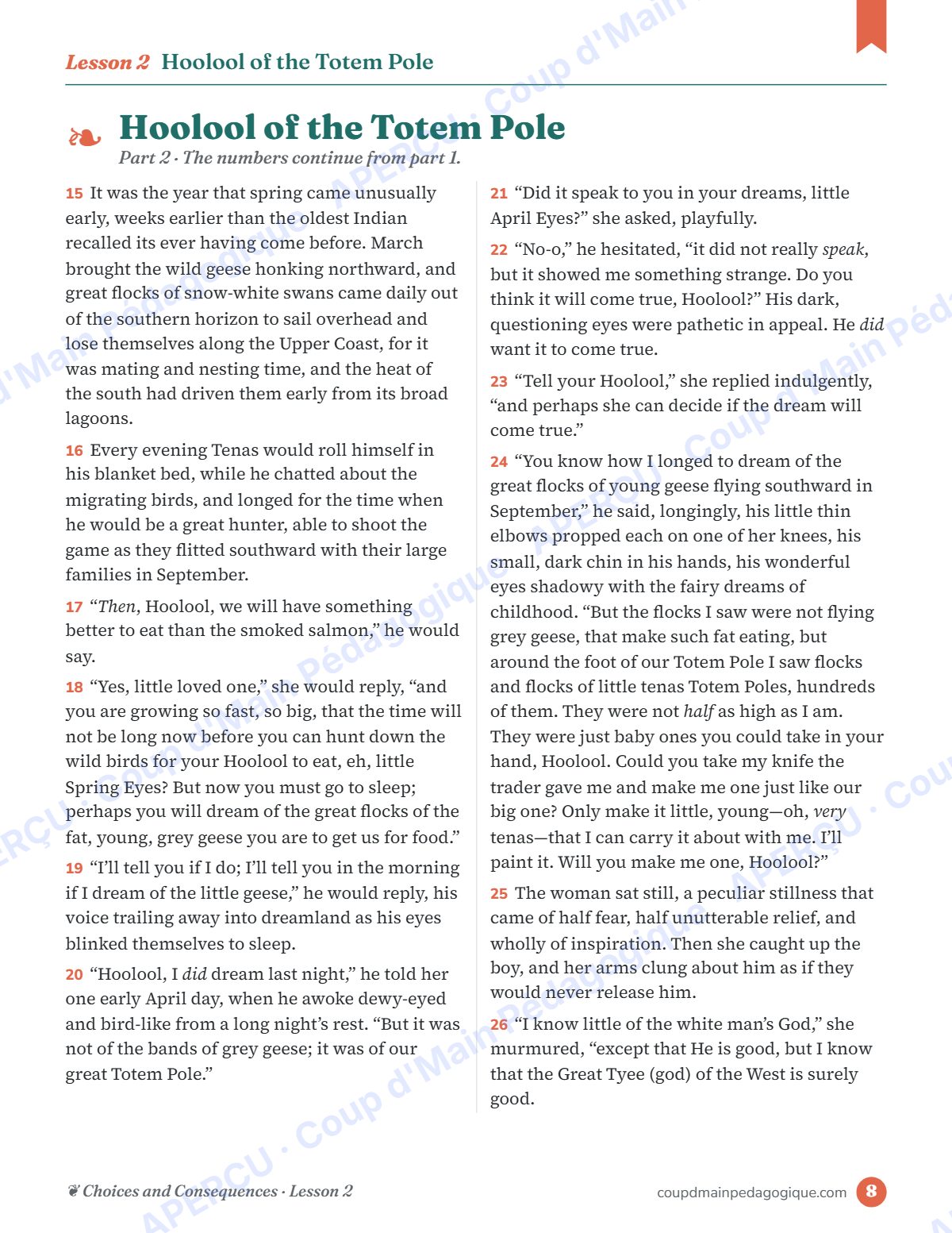 Page 8 — Choices and Consequences (EFP) — 10e année, suppléance