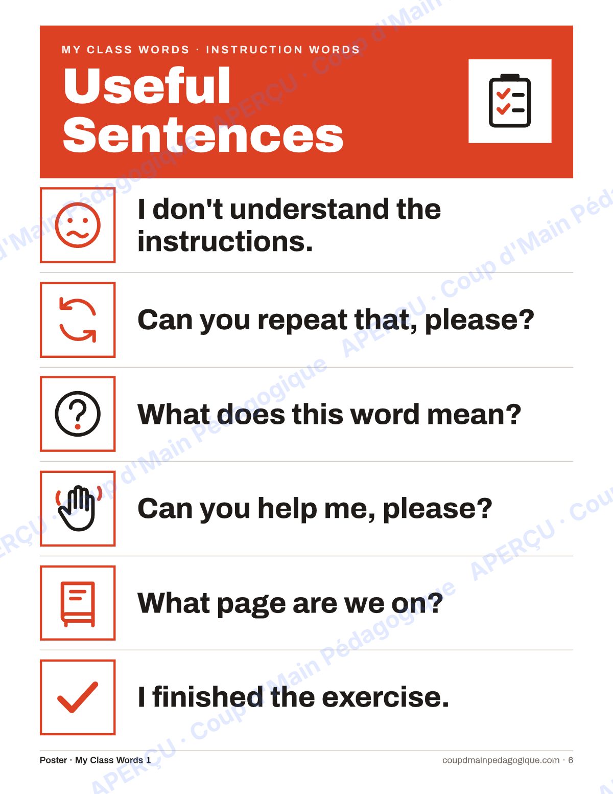 Page 7 — My Class Words — 7e-9e année, anglais, 6 lexiques