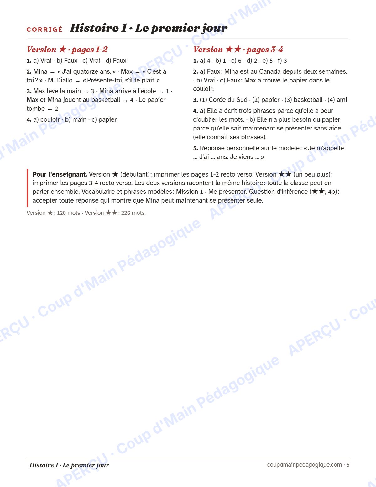 Page 6 — Les 8 histoires courtes — 7e-9e année, francisation