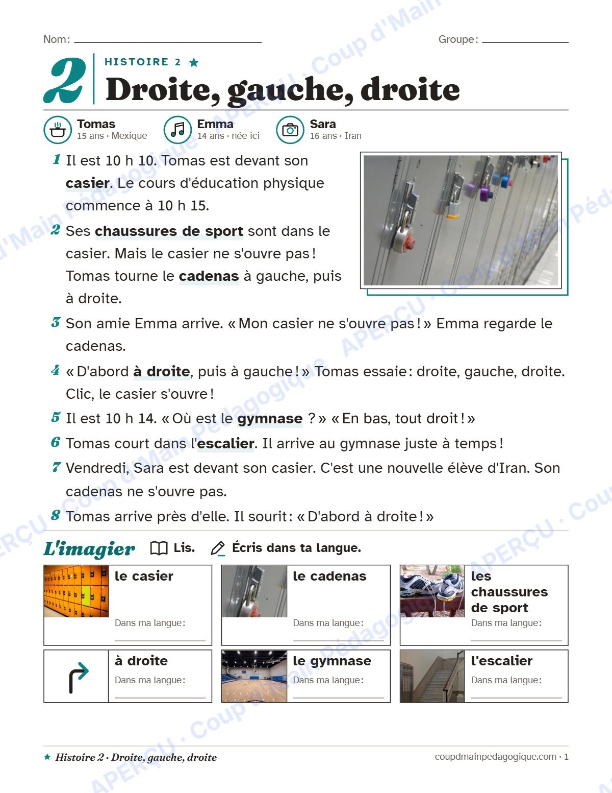 Page 7 — Les 8 histoires courtes — 7e-9e année, francisation