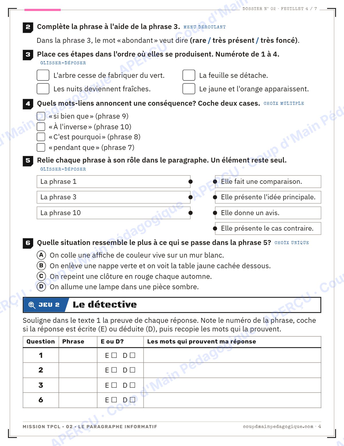 Page 4 — Mission TPCL 2 : le paragraphe informatif — 10e année