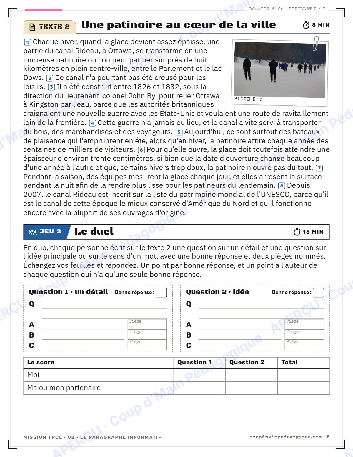 Page 5 — Mission TPCL 2 : le paragraphe informatif — 10e année