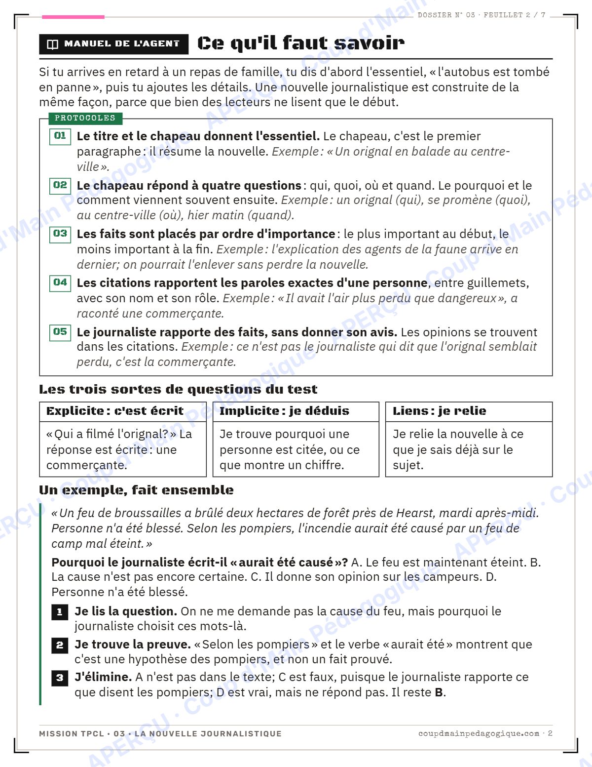 Page 2 — Mission TPCL 3 : la nouvelle journalistique — 10e année