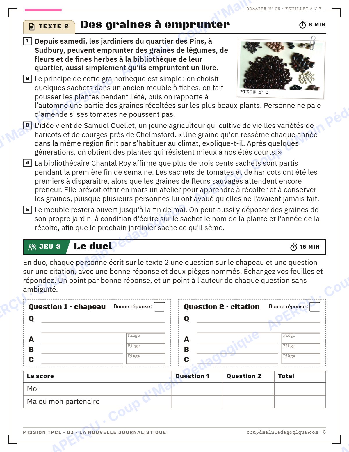 Page 5 — Mission TPCL 3 : la nouvelle journalistique — 10e année