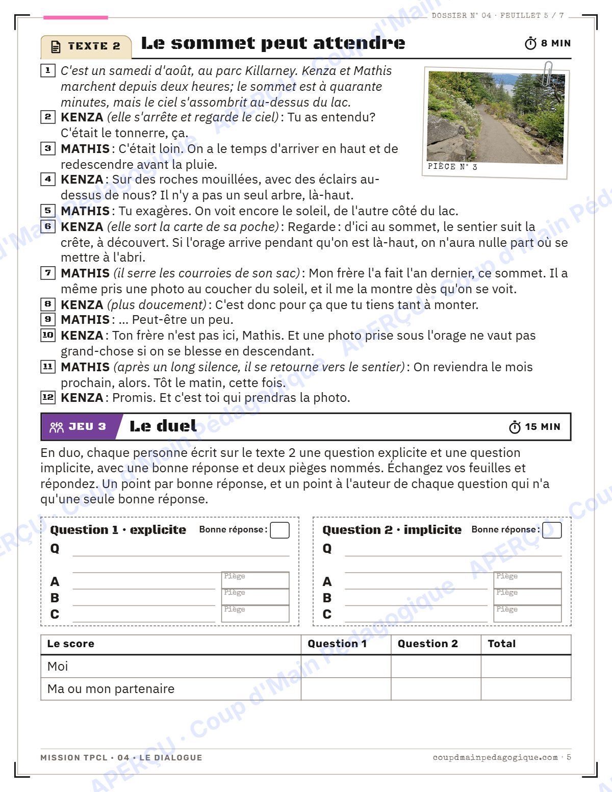 Page 5 — Mission TPCL 4 : le dialogue — 10e année