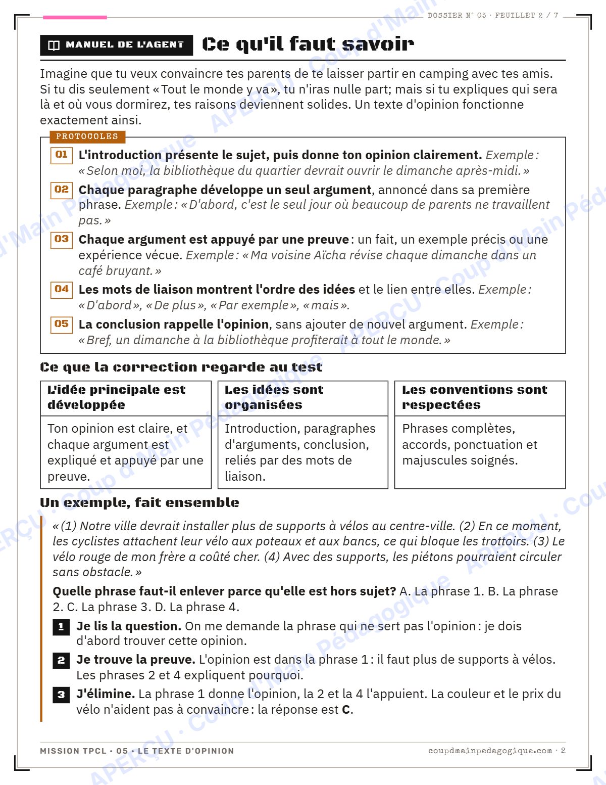 Page 2 — Mission TPCL 5 : le texte d'opinion — 10e année