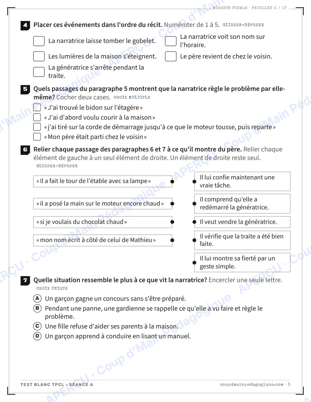 Page 3 — Test blanc TPCL et corrigé — 10e année, évaluation
