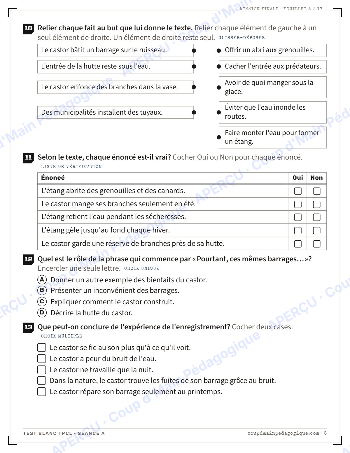 Page 5 — Test blanc TPCL et corrigé — 10e année, évaluation